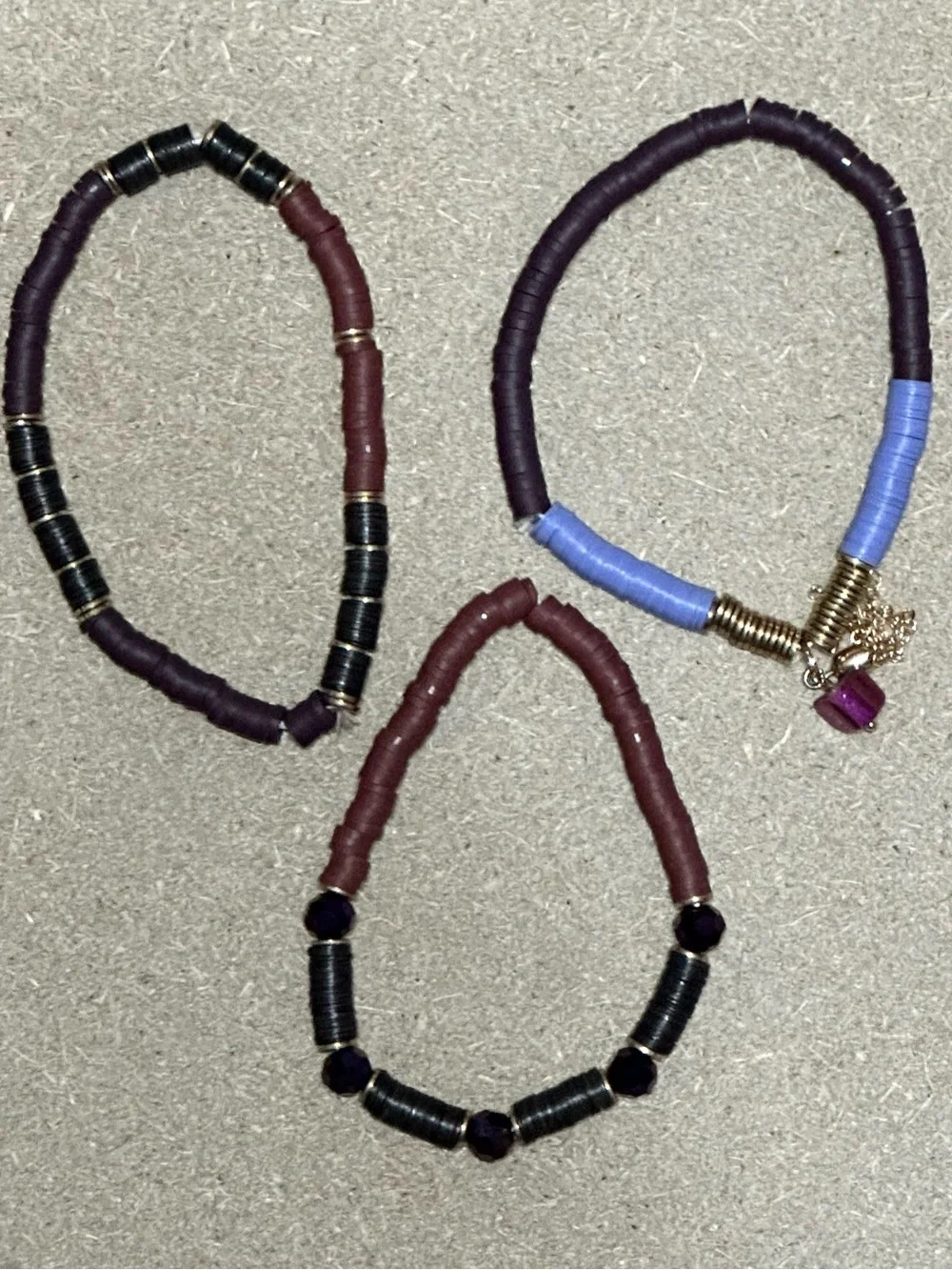 Assorted Women’s Beaded Bracelets in Green, Pink, Orange and Purple - No Brand
